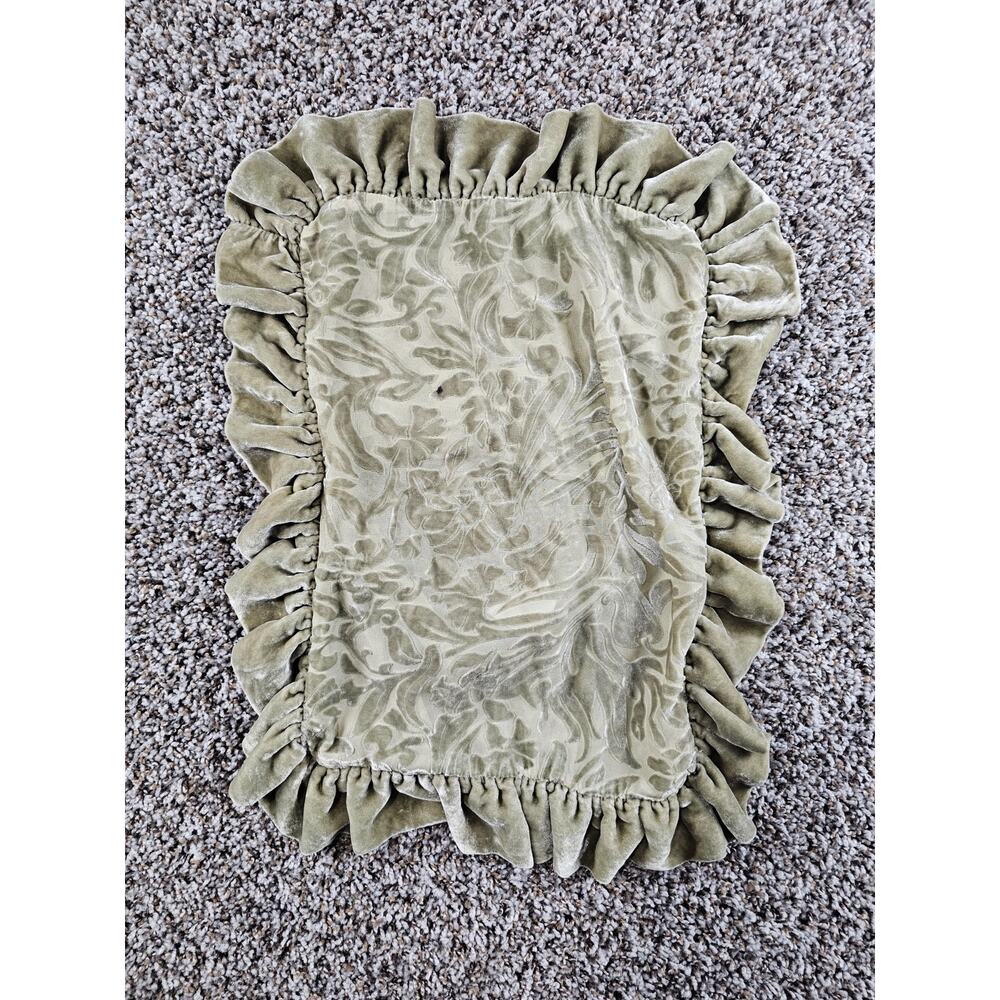 Bella Notte Primrose 12 x 16 Boudoir Pillow Sage Green Silk Blend Ruffled